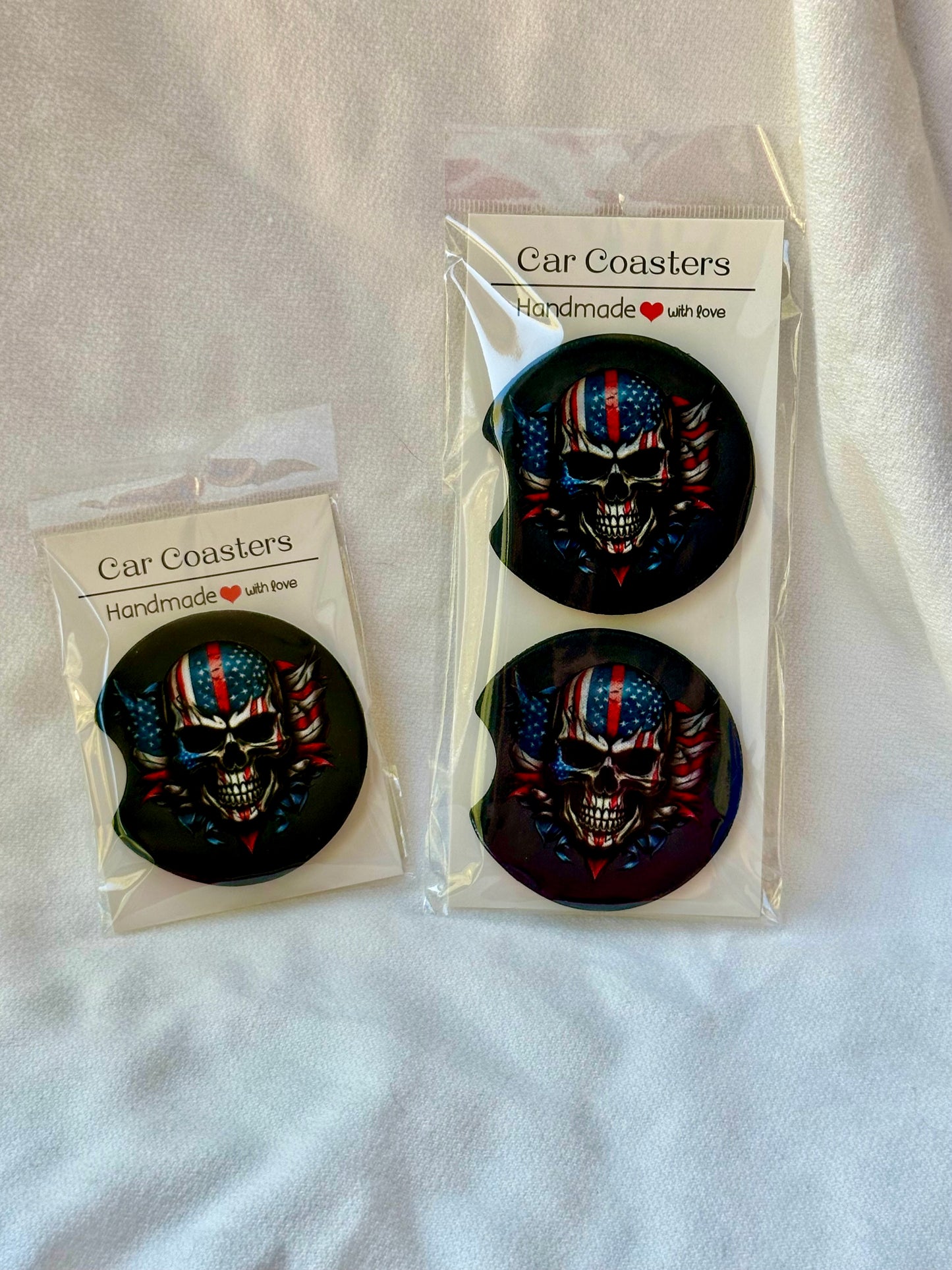 Car Coaster - Patriotic Skull - Single