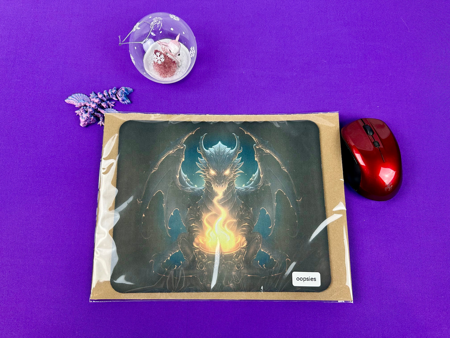 Oopsie Black Dragon Cauldron Mousepad