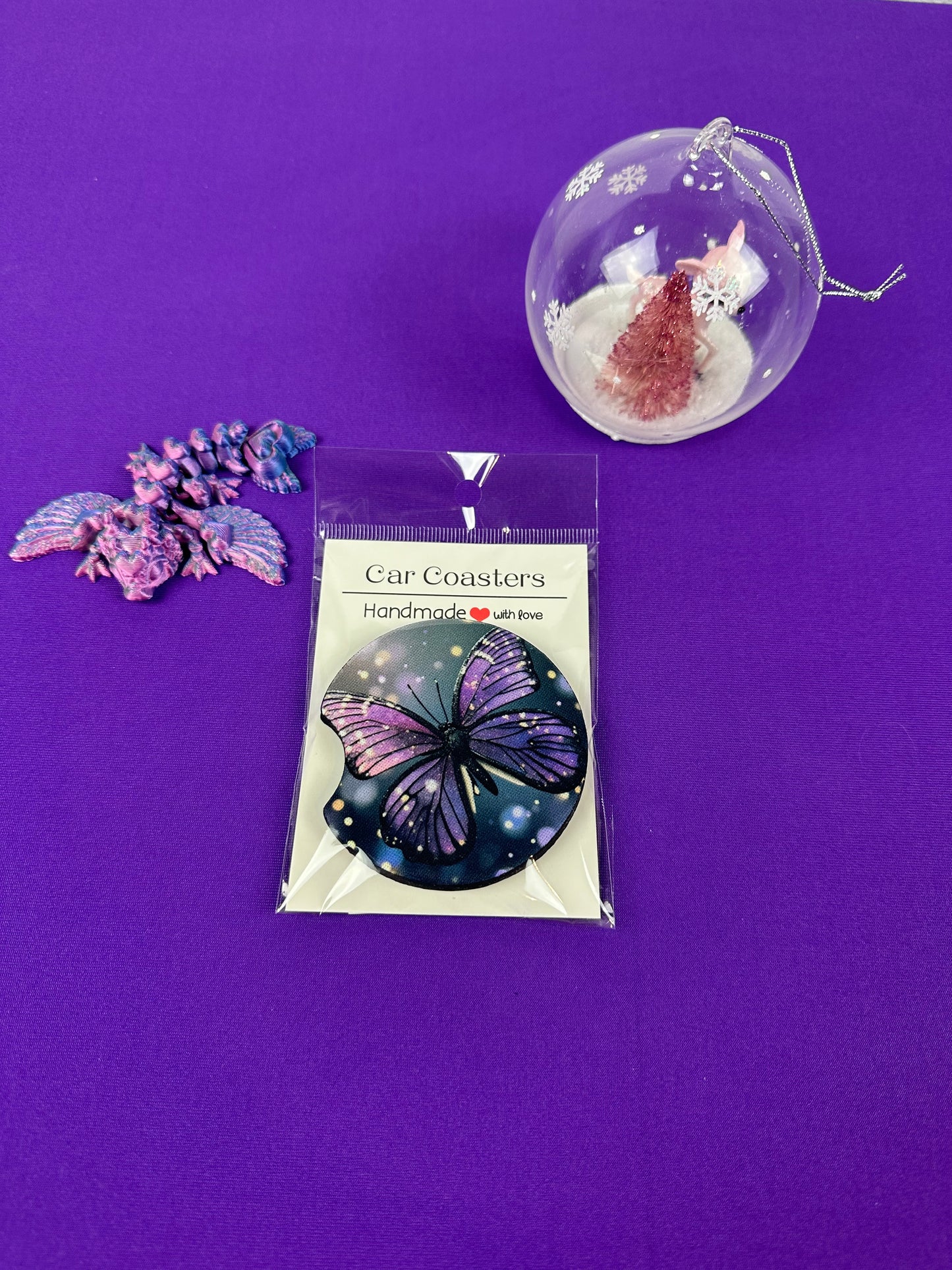 Purple Butterfly Car Coaster